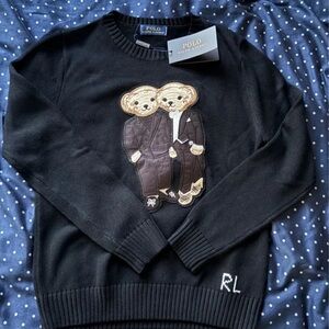 Ralph Lauren Black Sweater with Bear Duo Design